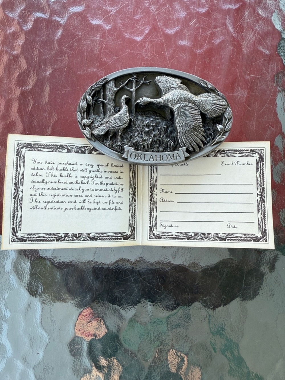 NWT - Oklahoma belt buckle with certificate of registration - Picture 5 of 7
